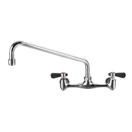 WHITEHAUS Wall-Mnt Utility Faucet W/Extended Swivel Spout And Lever Handles, Chrm WHFS812-C